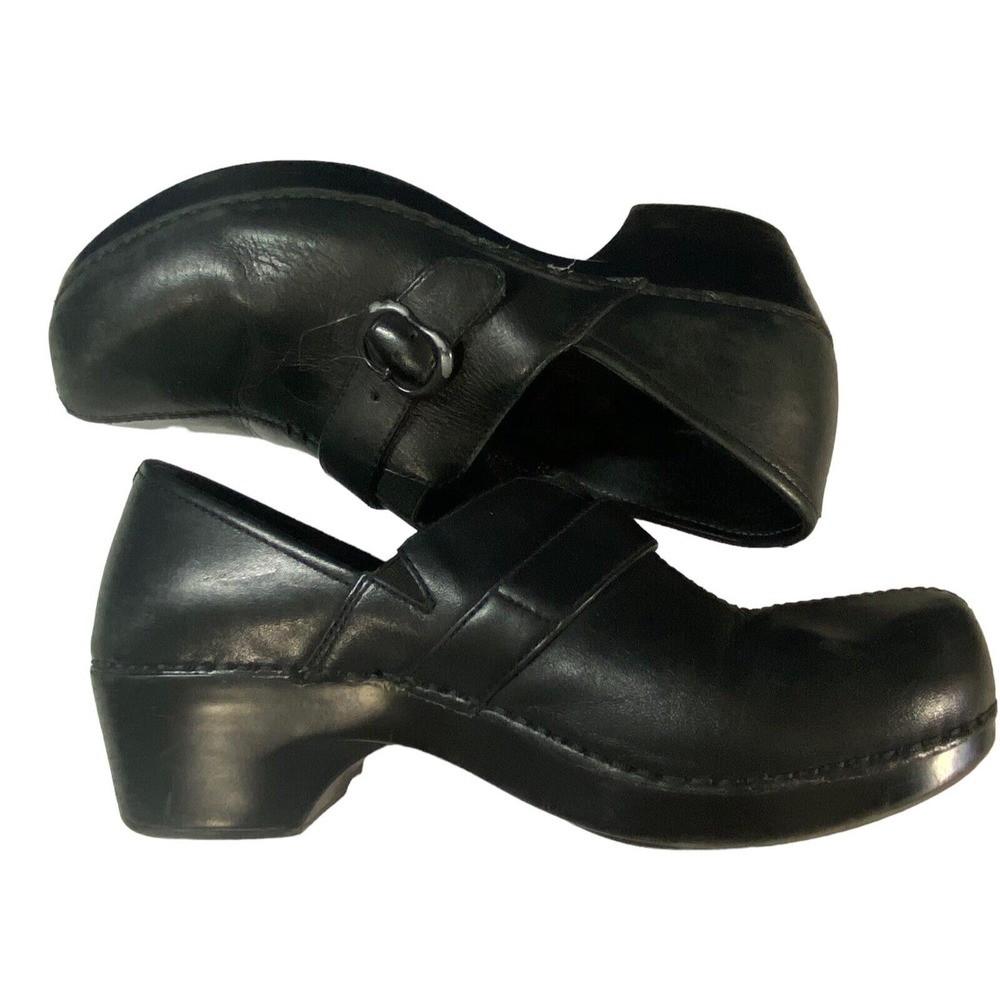 DANSKO Women‎ Leather Tamara Slip On Clogs Size US 7 / 39 Black Comfort Casual